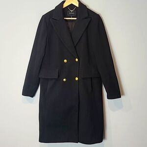 BCBGMaxAzria Long Coat Jacket Black Luxury Preppy‎ Elegant Old Money Medium